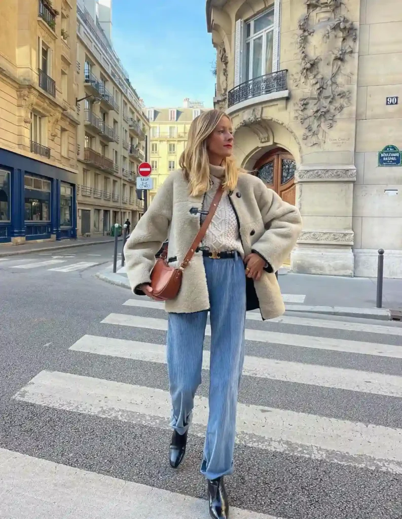 Shearling Jacket And Corduroy Pants
