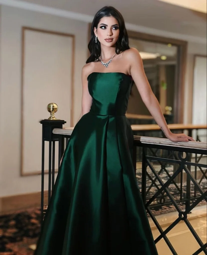 Emerald Green Satin Gown