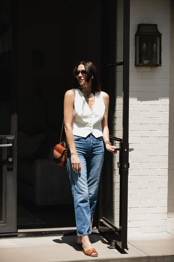 White Vest Top And Jeans