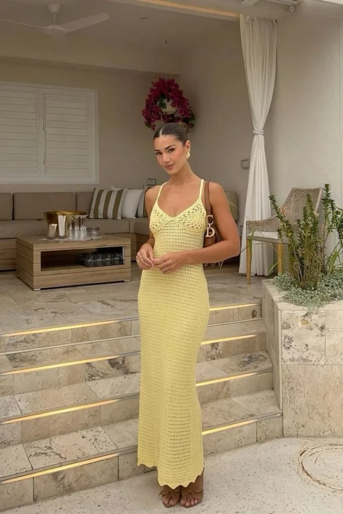 Yellow Crochet Maxi Dress