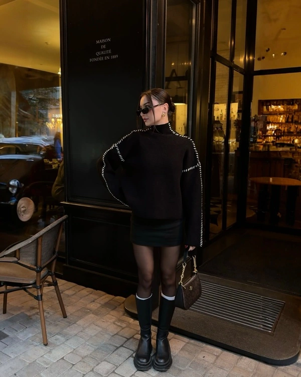 All-Black Turtleneck Look