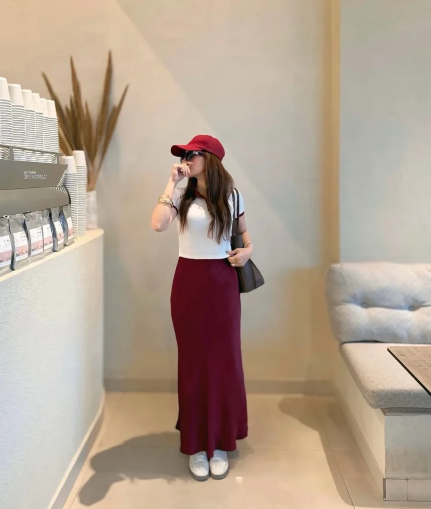 Burgundy Maxi Skirt Outfit