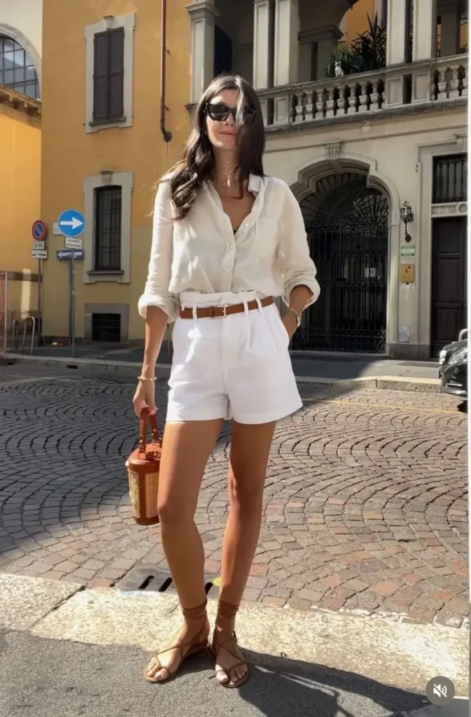 White Linen Shirt and Shorts