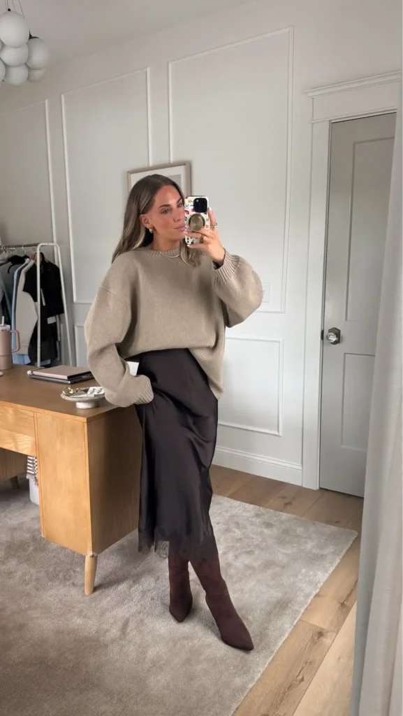 Oversized Sweater With Slip Skirt