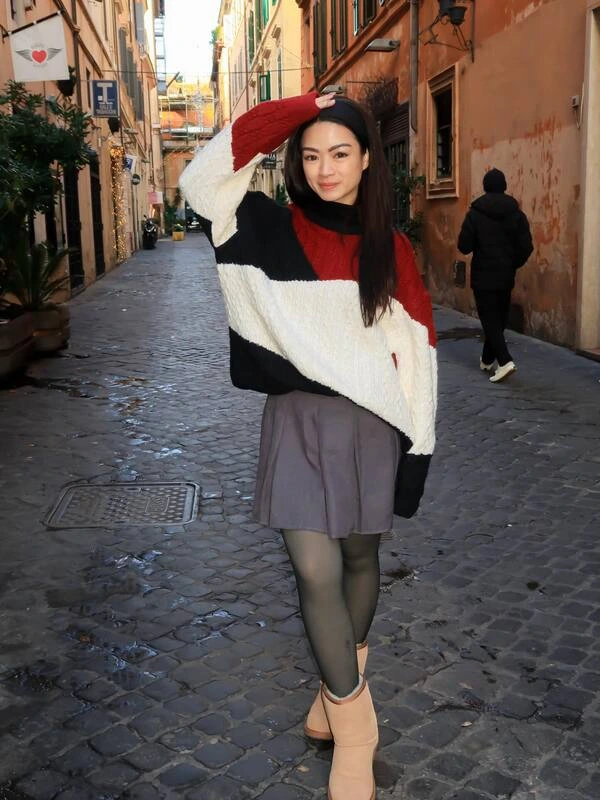 Colorblock Turtleneck Sweater
