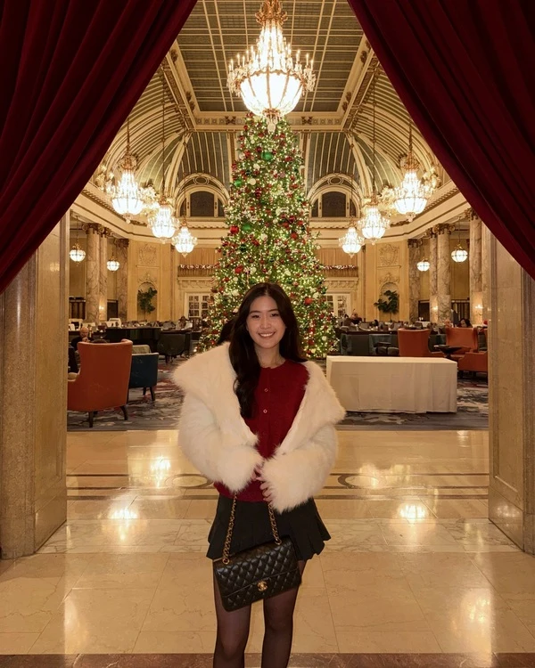 Fuzzy Coat Christmas Look