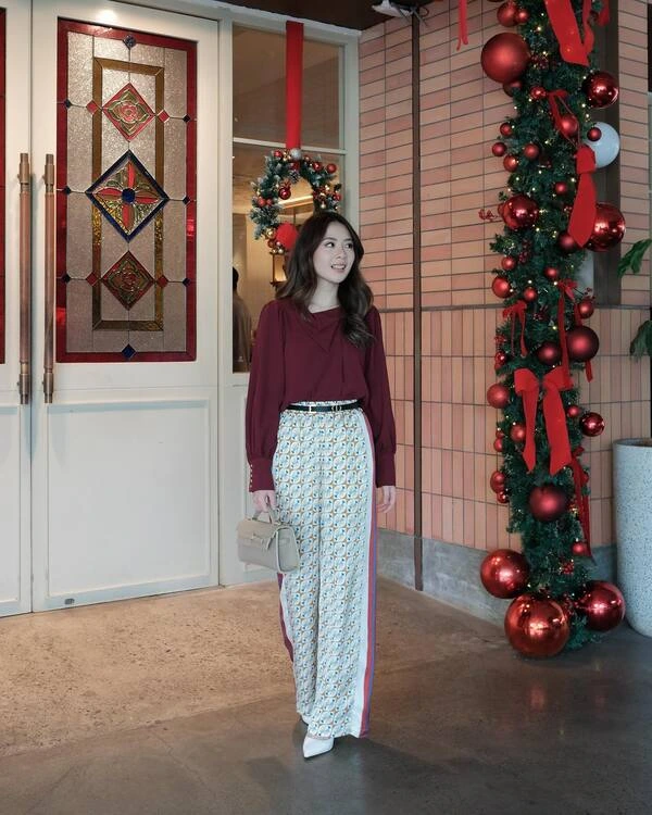 Printed Wide-Leg Trousers