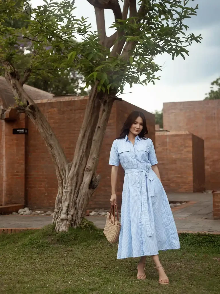 Blue Striped Shirt Dress