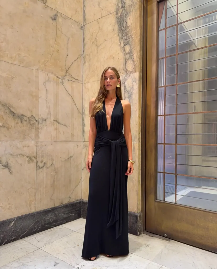 Deep V Halter Gown