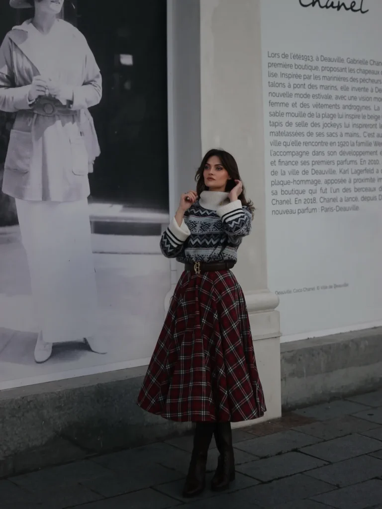 Plaid Midi Skirt Outfit