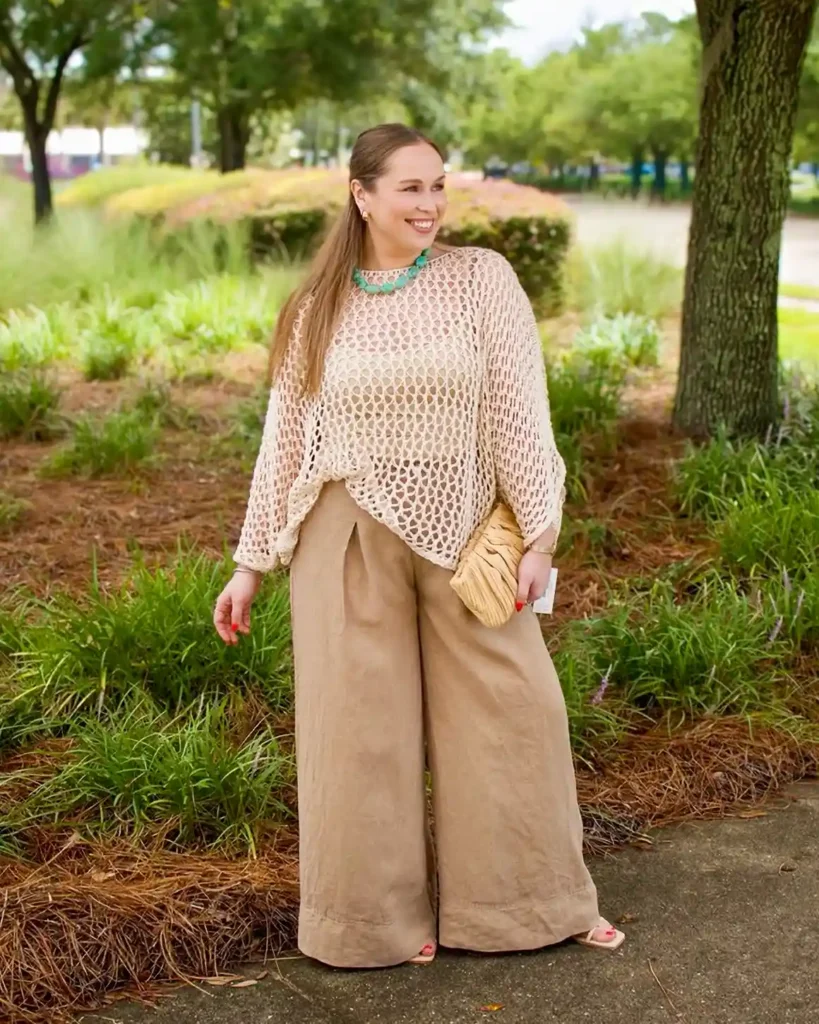 Crochet Sweater & Wide-Leg Pants