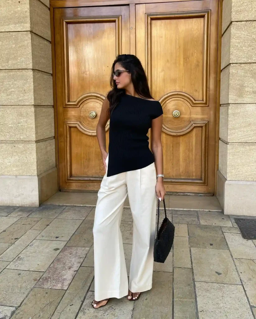 Asymmetric Top And Wide-Leg Trousers