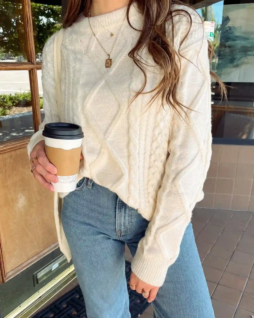Cream Cable Knit Sweater