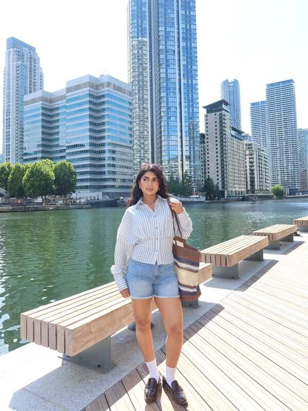 Striped Shirt And Denim Shorts