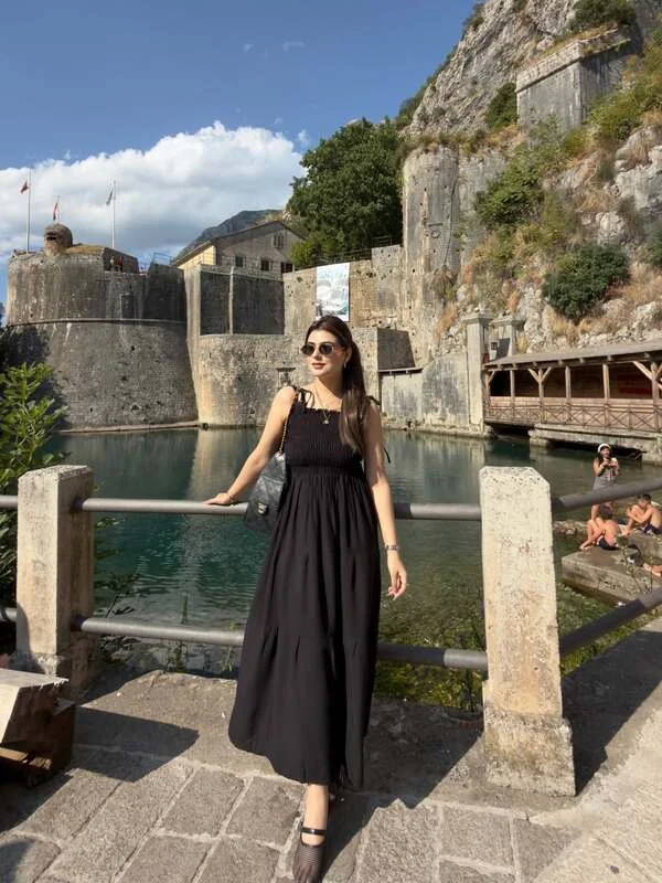 Black Smocked Maxi Dress
