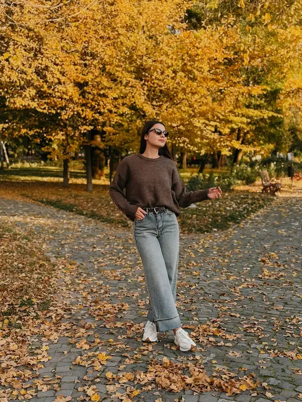  Brown Sweater Autumn Park