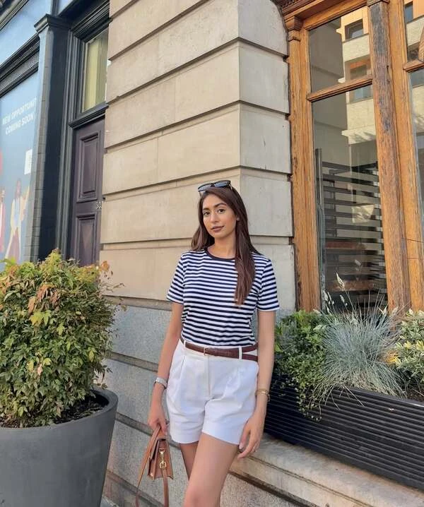 Striped Tee And White Shorts