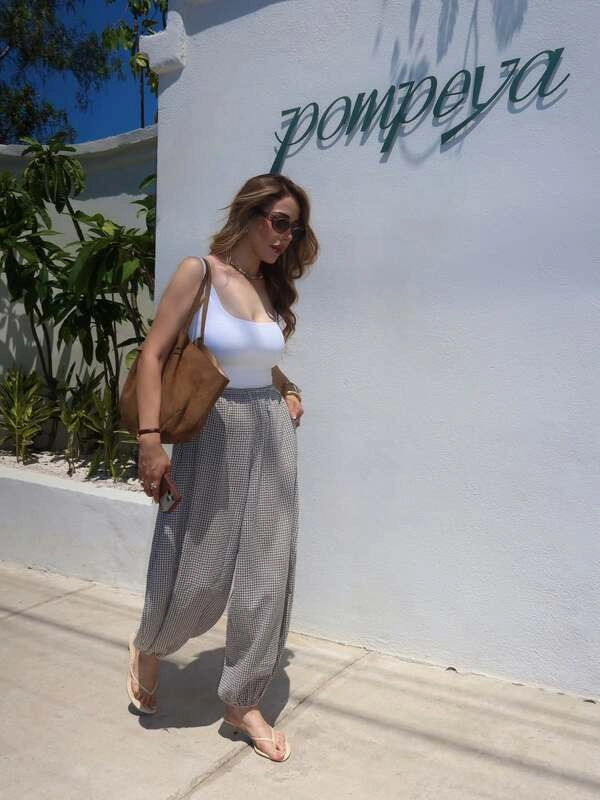 Gingham Wide-Leg Pants