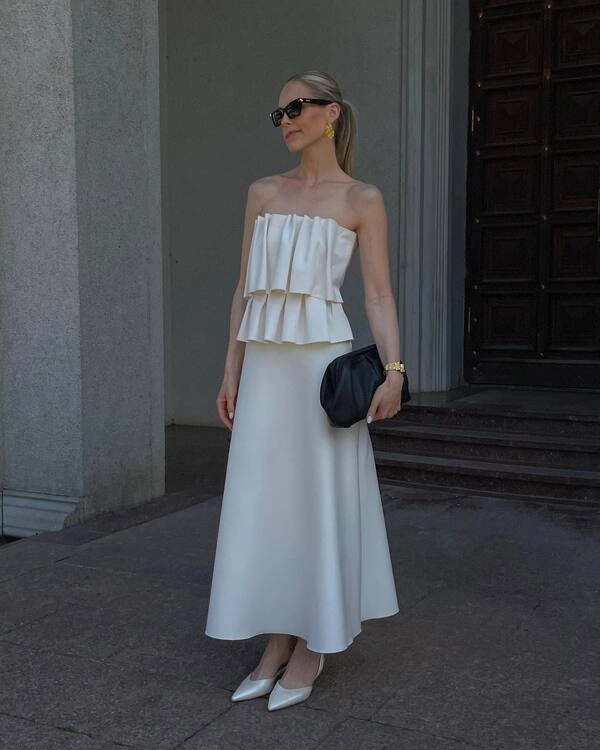 Ruffled Ivory Two-Piece