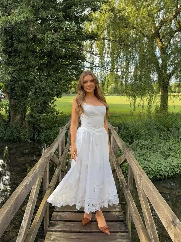 White Eyelet Midi Dress