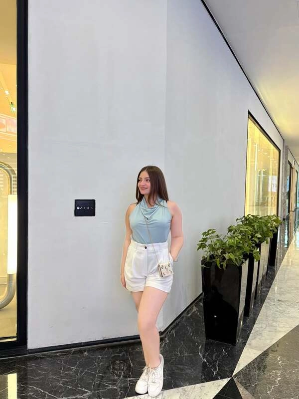 Blue Halter Top White Shorts
