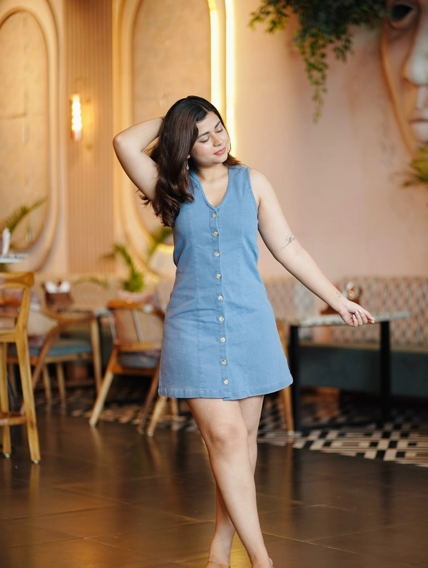 Blue Denim Button Dress