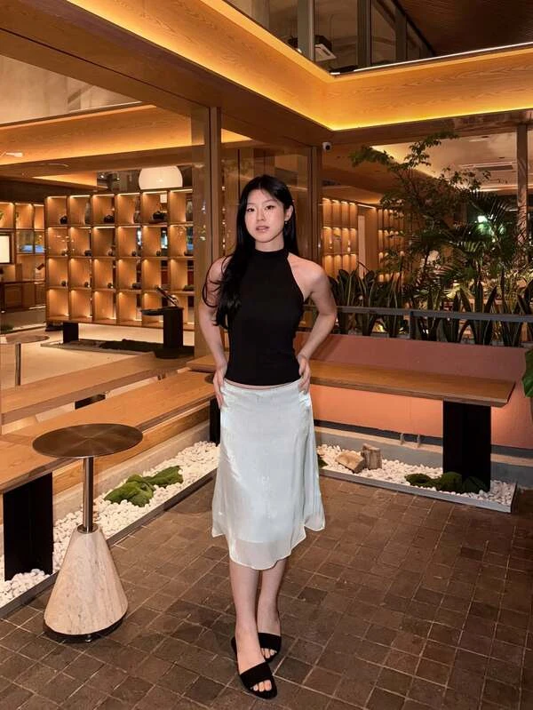 Halter Top and Satin Skirt