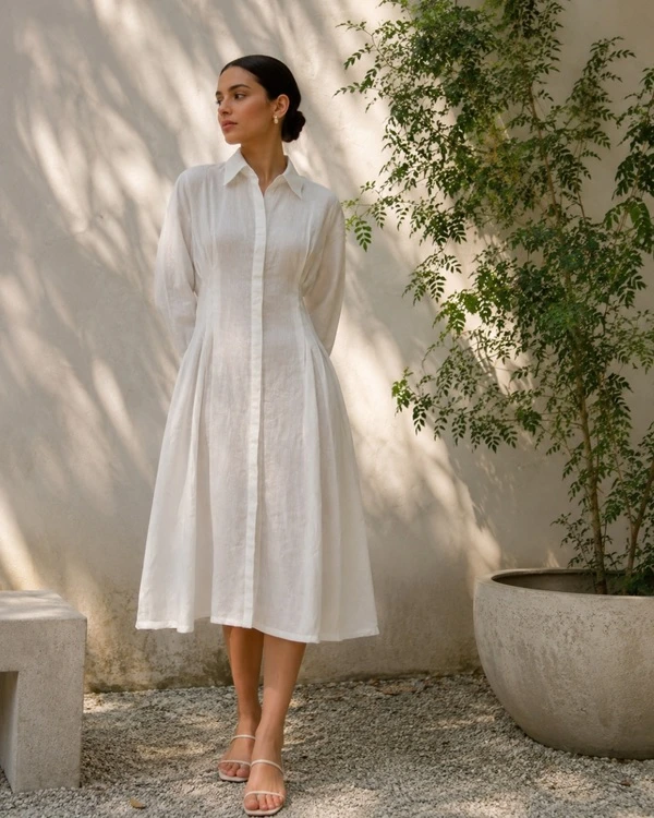 White Shirt Dress Midi