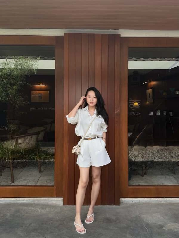 White Shirt And Shorts Set