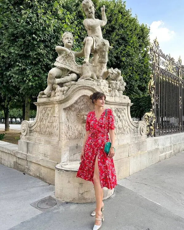 Red Floral Wrap Dress