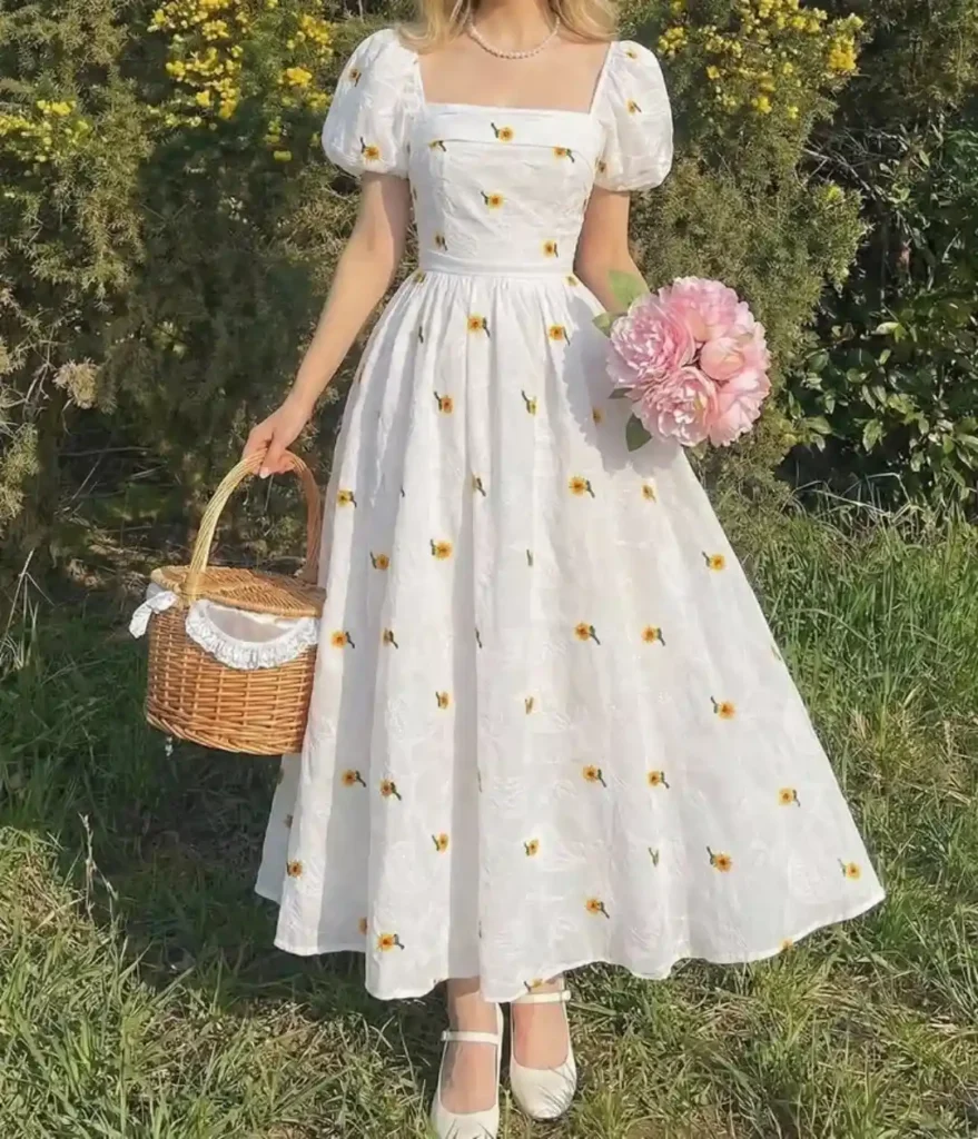 Sunflower Embroidered Midi Dres