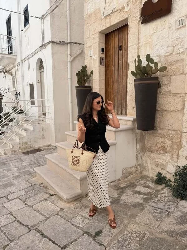 Polka Dot Midi Skirt