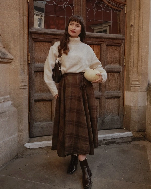 Plaid Midi Skirt