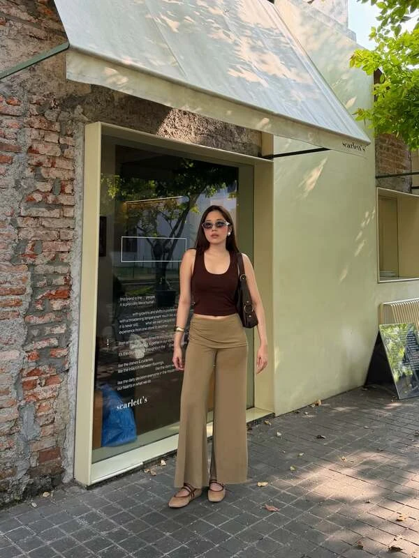 Foldover Wide-Leg Pants