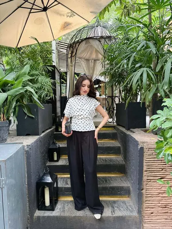 Polka Dot Top And Wide-Leg Trousers