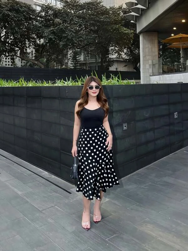 Polka Dot Midi Skirt