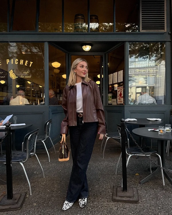 Leather Jacket Cafe Style