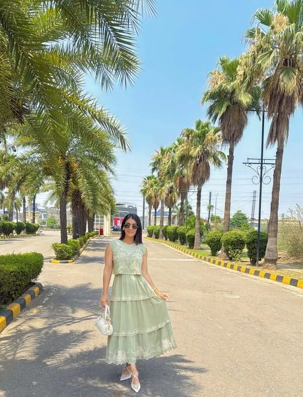 Sage Green Tiered Midi Dress
