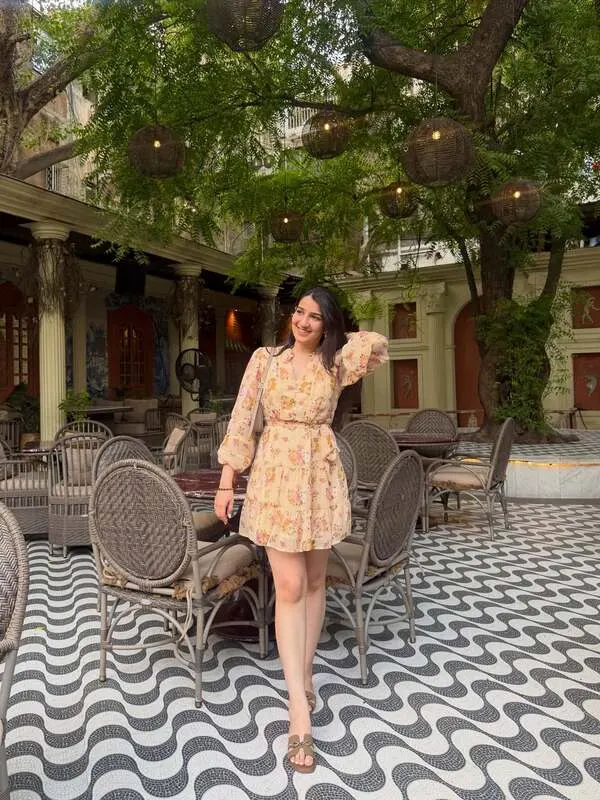 Yellow Floral Wrap Dress