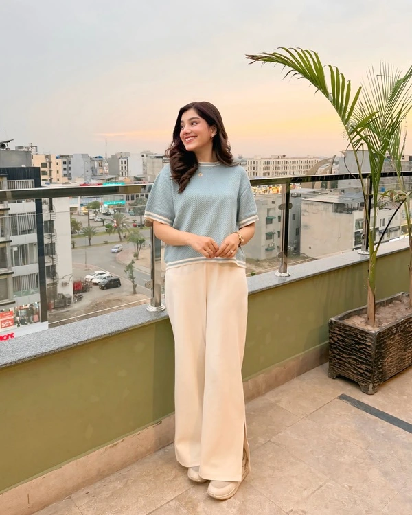 Sage Knit Top And Wide-Leg Pants