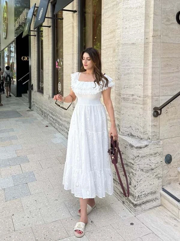 White Eyelet Midi Dress