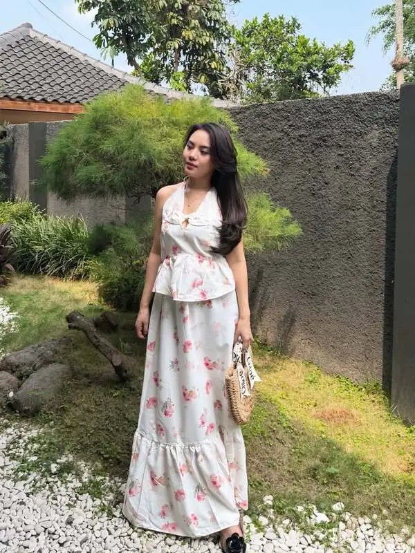Pink Floral Halter Dress