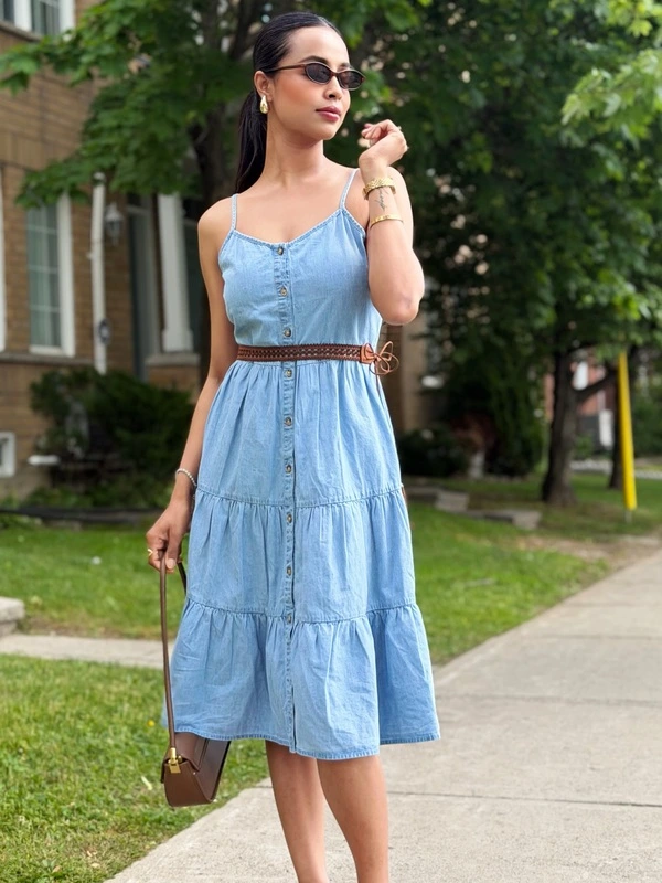 Chambray Button-Down Midi Dress