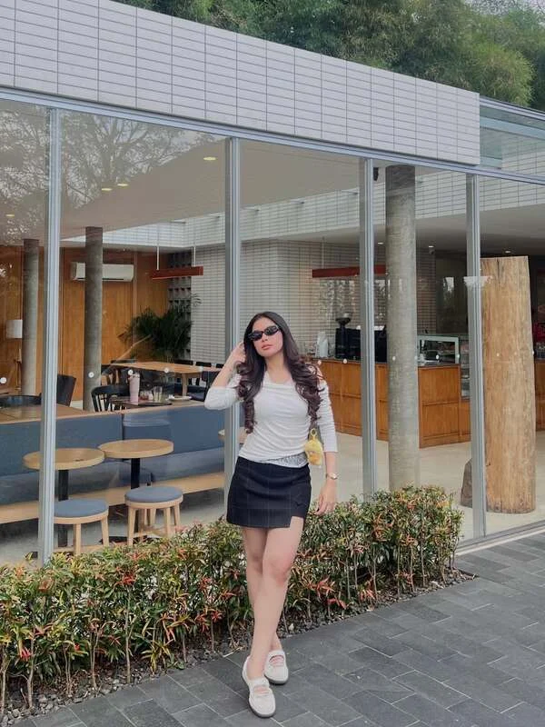  White Top Plaid Mini Skirt