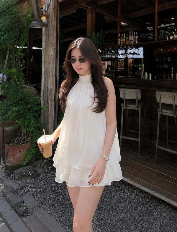 White Halter Mini Dress