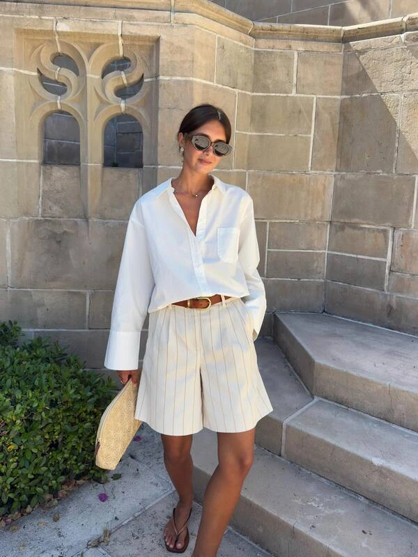 Oversized Shirt and Linen Shorts