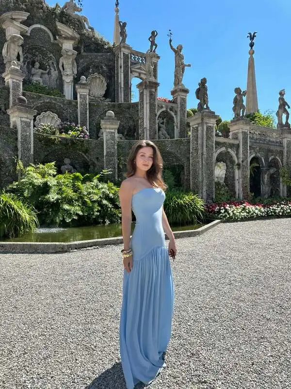 Strapless Blue Maxi Dress