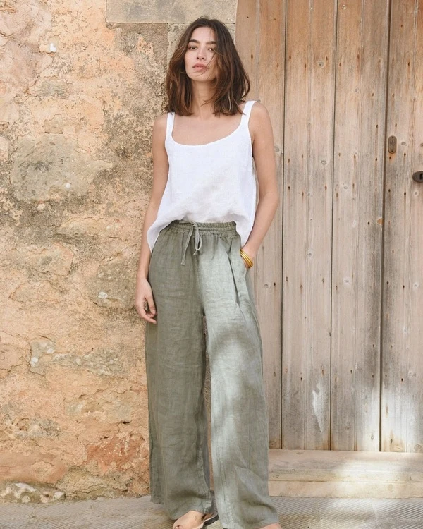  Linen Wide-Leg Trousers
