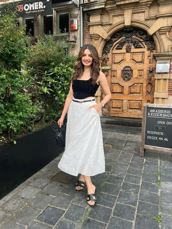 White Eyelet Midi Skirt