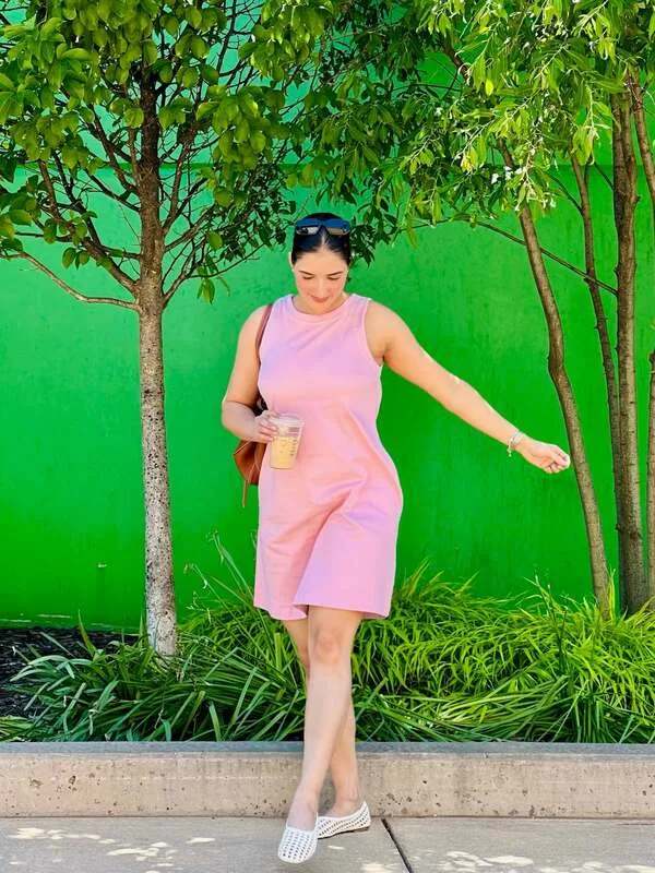 Pink Sleeveless Shift Dress